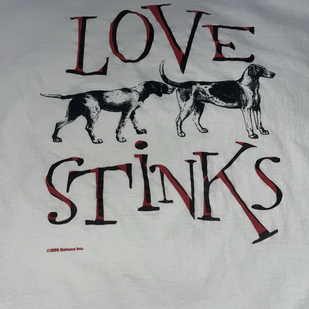 Vintage‎ Balzout Allsport T-Shirt Love Stinks Dogs Smelling Butt Men's XL 90's